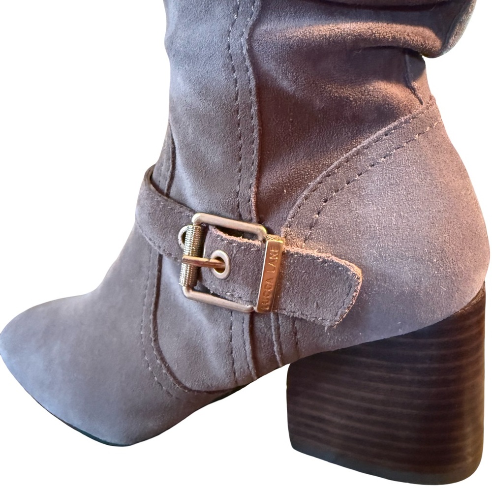 Lucca Lane NWOT Sz 5 Stunning Suede Tan Over the Knee Zippered Boots (SH 012) - Picture 6 of 10